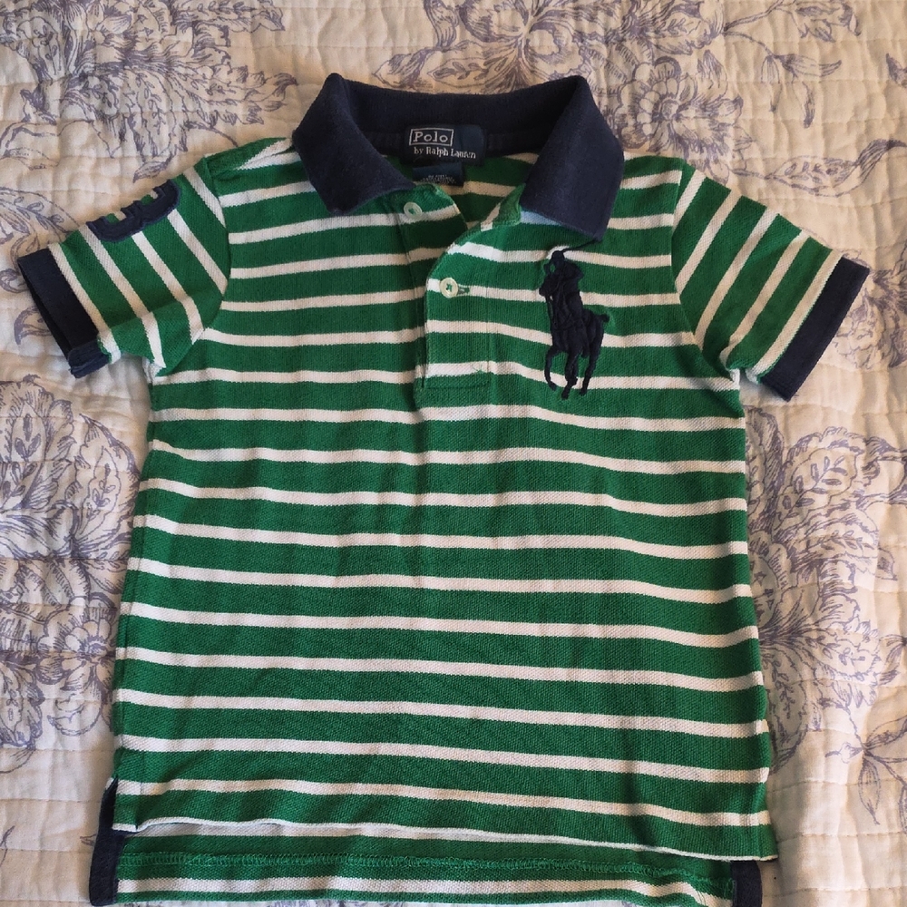 Polo by Ralph Lauren Kids Green and White Striped Polo